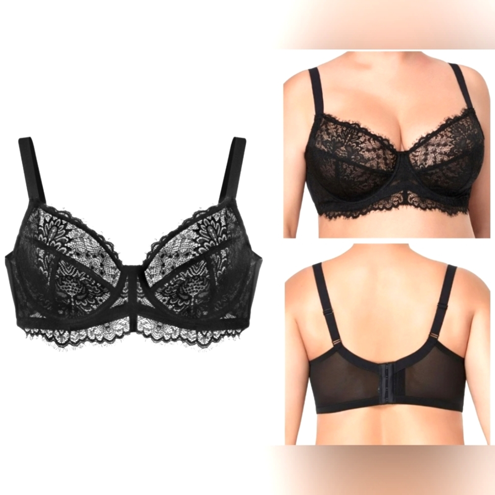 ❣️FIRM❣️NWT HSIA Minimizer Bra Plus Sz Underwire Eyelash Lace Unlined Non Padded